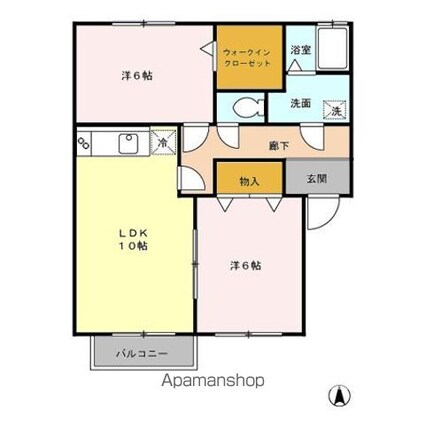 ボンセジュール　Ａ[2LDK/55.44m2]の間取図