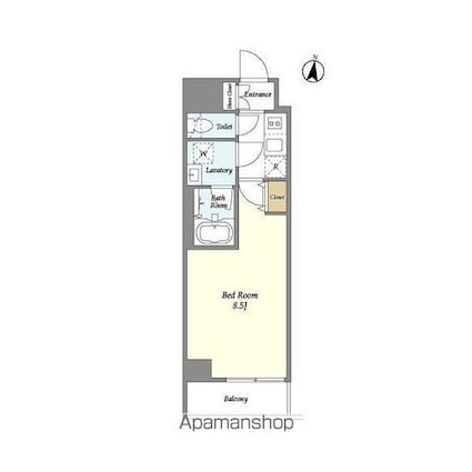 Ｌａ　Ｄｏｕｃｅｕｒ赤羽[1K/25.77m2]の間取図