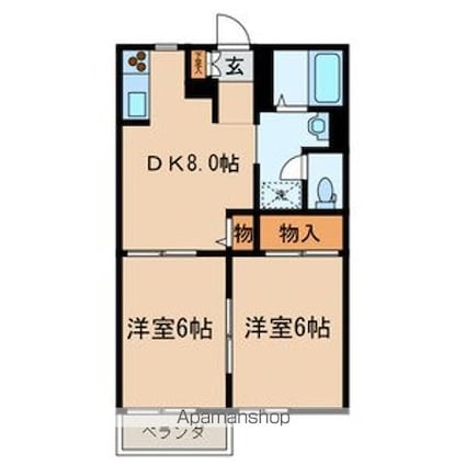 アビタシオン松江Ｂ[2DK/40.3m2]の間取図