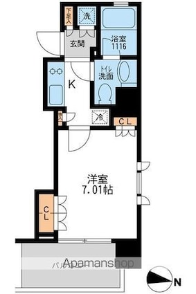 アーデン清澄白河[1K/24.56m2]の間取図