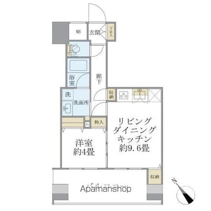 エミリブ東長崎[1LDK/38.89m2]の間取図