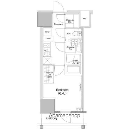ザ・パークハビオ板橋区役所前[1K/27.21m2]の間取図