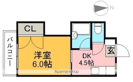 ハイツ森本[1DK/23.96m2]の間取図