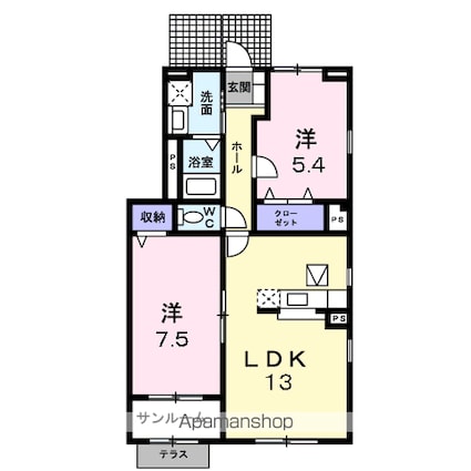 アルバ・セレノ　壱番館[2LDK/61.7m2]の間取図