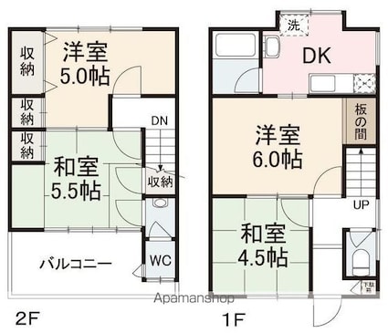 真鍋貸家[4K/64.69m2]の間取図