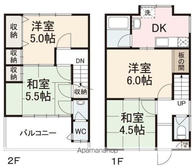 真鍋貸家[4K/64.69m2]の間取図