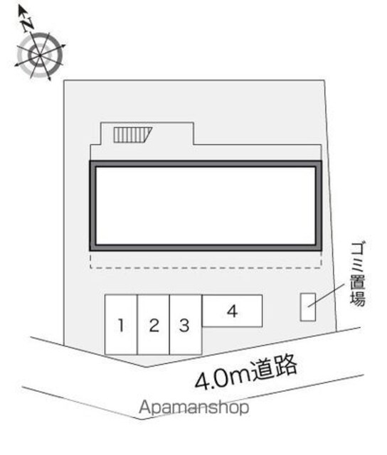 レオパレス朝日[1K/19.87m2]の配置図