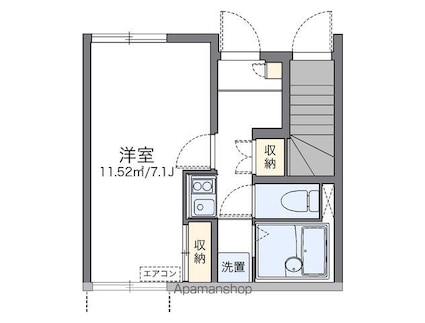 レオネクストルミエールＫａｙａ[1K/21.9m2]の間取図