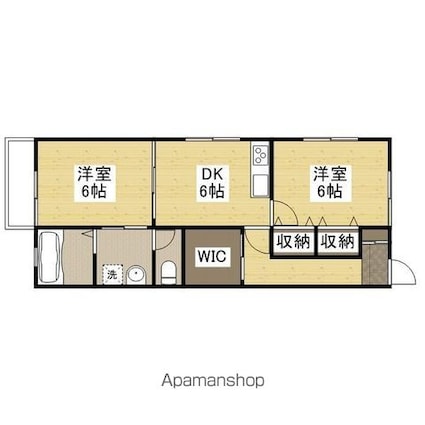 広島県広島市中区江波西１丁目[2DK/45m2]の間取図