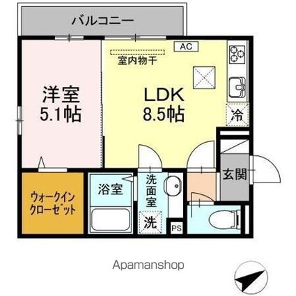 ライズ[1LDK/35.3m2]の間取図
