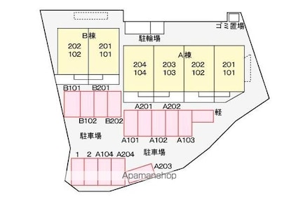 香川県高松市勅使町[1LDK/46.13m2]の配置図