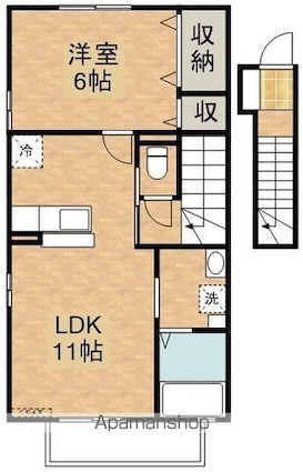 ゼファーコーポ[1LDK/46.5m2]の間取図
