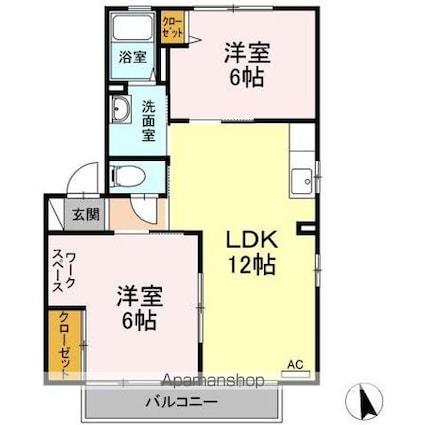カーサルーチェ[2LDK/52.54m2]の間取図