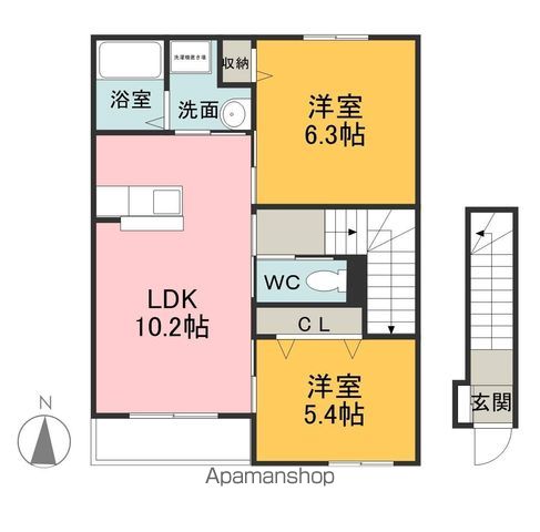 羽島郡岐南町徳田のアパートの間取り