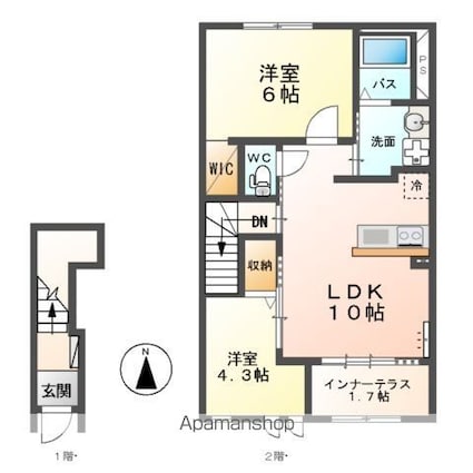 プランドール　Ｃ[2LDK/53.9m2]の間取図