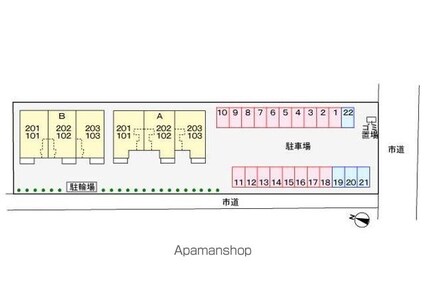 アンダンテ　イースト　Ａ[2DK/45.31m2]の配置図