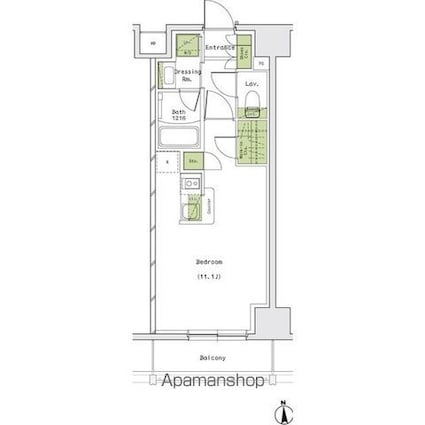 ザ・パークハビオ名古屋松原[1R/29.56m2]の間取図