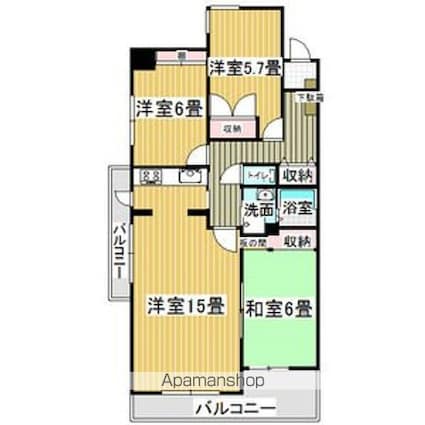 御器所サンハイツ[3LDK/77.2m2]の間取図