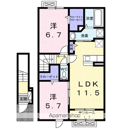 ドリーマーズ　Ｂ[2LDK/62.5m2]の間取図