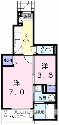 東京都立川市砂川町２丁目[2K/30m2]の間取図