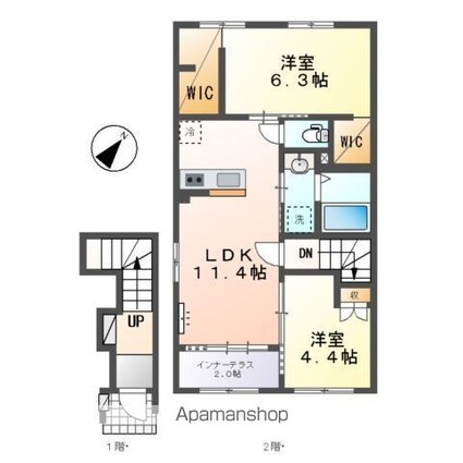 クレリア[2LDK/58.17m2]の間取図