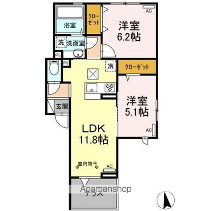 パセオコーワＩＩ[2LDK/52.95m2]の間取図