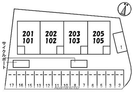 ビオラ天山[1LDK/44.45m2]の配置図