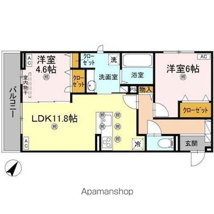 リエートパーク[2LDK/57.66m2]の間取図