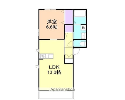 和歌山県和歌山市鷹匠町７丁目[1LDK/46.75m2]の間取図