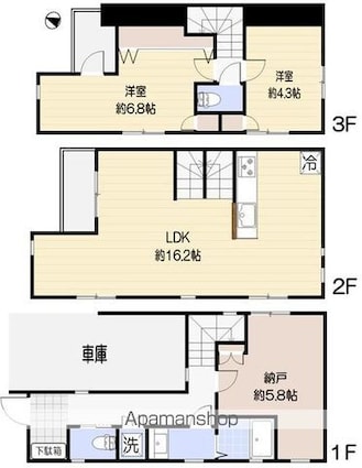 新宿区西新宿４丁目戸建[2SLDK/76.87m2]の間取図