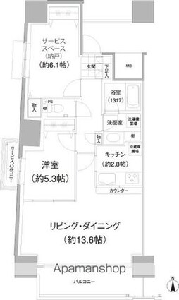 イストワール[1SLDK/62.56m2]の間取図