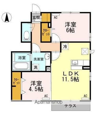 小平市学園西町のアパートの間取り