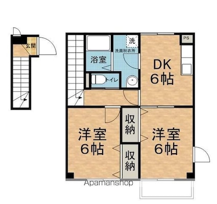 長野県松本市梓川倭[2DK/48.62m2]の間取図