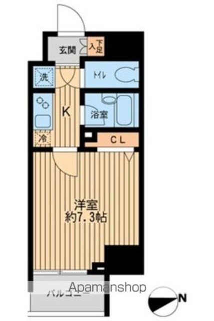 東京都新宿区弁天町[1K/23.26m2]の間取図