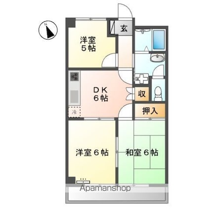 ヴィレッジガーデン[3DK/49.44m2]の間取図