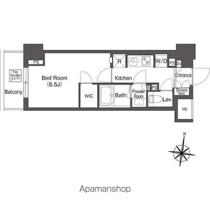 コンフォリア森下リバーサイド[1K/25.62m2]の間取図