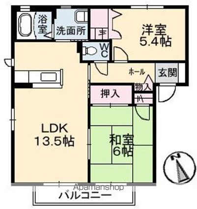 Ｙ’ｓ　ＥＢＡ　Ａ棟[2LDK/58.1m2]の間取図