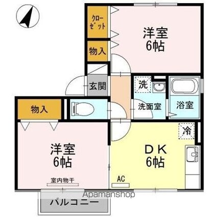 ＥＣＯーレジデンス『モア』　Ｄ棟[2DK/43.82m2]の間取図