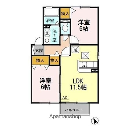 ロイヤルガーデン沢村　ＤＥＦ[2LDK/53.76m2]の間取図