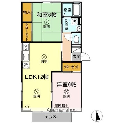 シャトル新福　Ａ棟[2LDK/55.58m2]の間取図