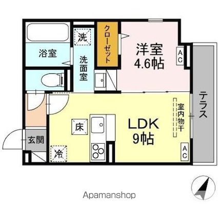 Ｄーｃｏｍｏｄｏ深大寺北町[1LDK/34.89m2]の間取図
