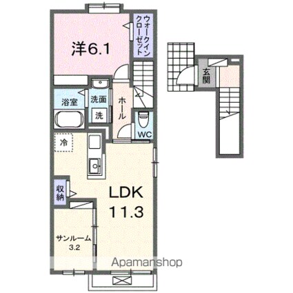 シャーロック[1LDK/50.74m2]の間取図