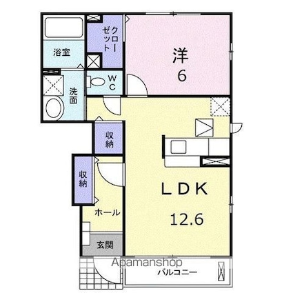 グラスランド　レジデンス　Ｈ[1LDK/46.22m2]の間取図