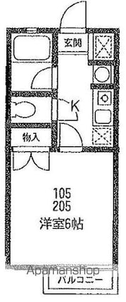 東京都杉並区今川１丁目[1K/19.95m2]の間取図