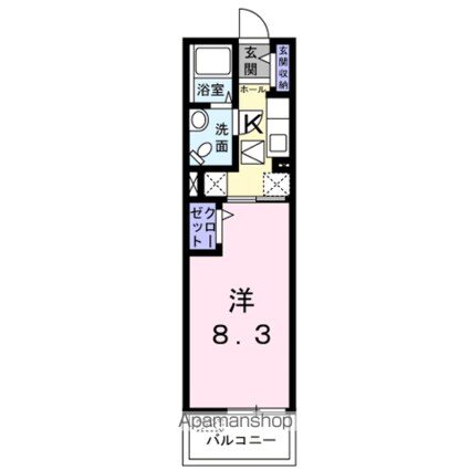 アンフィニー唐崎Ａ[1K/26.87m2]の間取図