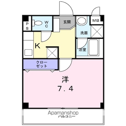 ＥＳＰＯＩＲ上用賀（エスポワー[1K/25.25m2]の間取図