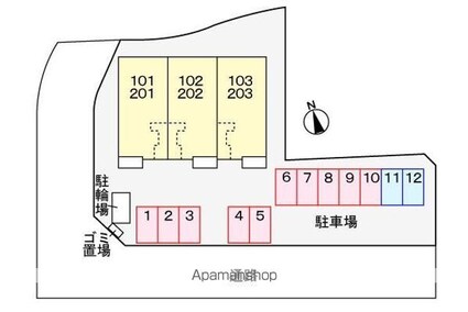 香川県高松市多肥上町[2LDK/55.17m2]の配置図