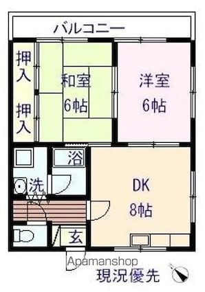 サンパレスひよりが丘Ａ[2DK/46.37m2]の間取図