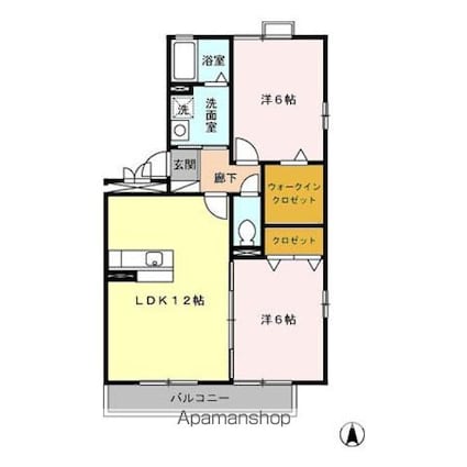 プランシェコート[2LDK/56.31m2]の間取図