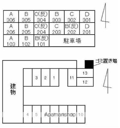 パズ昌栄[1K/27m2]の配置図